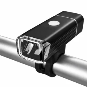 Lampe avant de vélo fixée sur un guidon